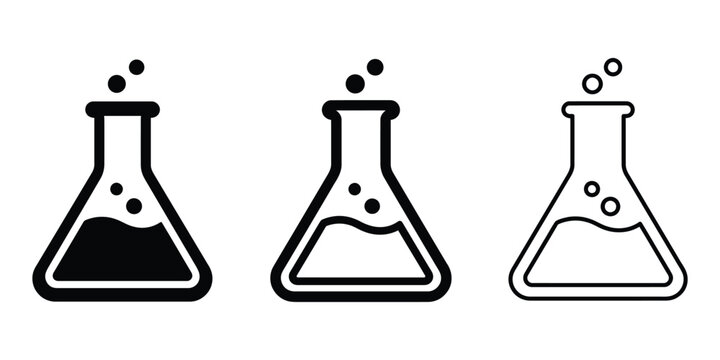 Flask icon silhouette vector outline and line art