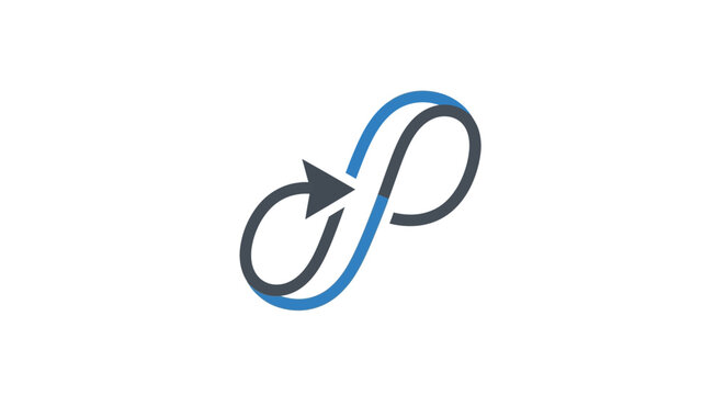 Infinity loop with arrow symbol.
