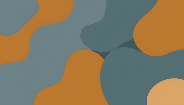 Smoky Teal and Burnt Amber Organic Shape Background