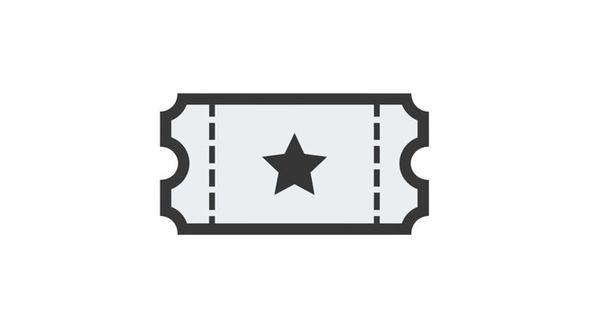 Black star ticket icon symbol.