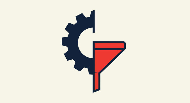 Gear and funnel icon combination.