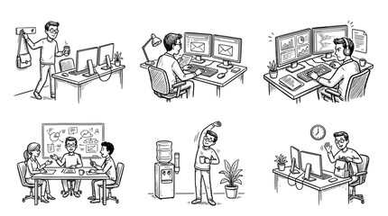 Fototapeta premium Office life scenes with people working and collaborating