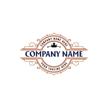 Vintage Crown Luxury Badge Logo Vector Template