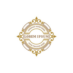 Fototapeta premium Vintage Luxury Gold Circular Ornament Badge Logo Design Vector