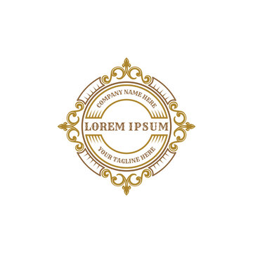 Vintage Luxury Gold Circular Ornament Badge Logo Design Vector