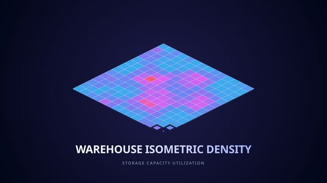 Isometric visualization warehouse storage density capacity utilization, for efficient logistics, inventory management, supply chain optimization through data analytics