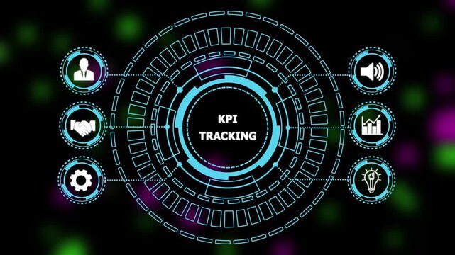Abstract automation technology background. Business, Technology, Internet and network concept."KPI TRACKING" a crucial business strategy for workforce business success growth. 4k animation video