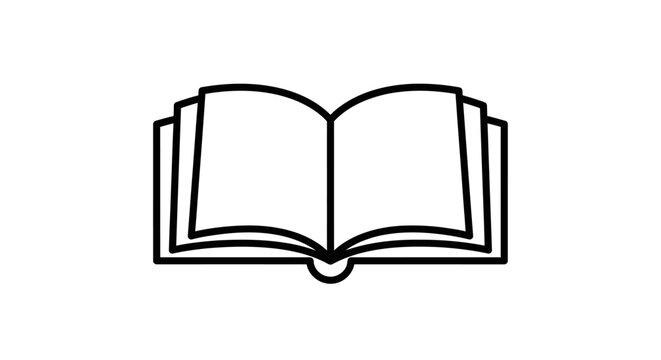 Open Book Icon Simple Line Art.