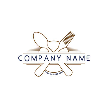Spoon Fork Restaurant Badge Logo Design Vector