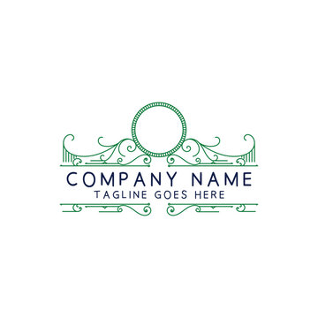 Green Vintage Linear Ornament Badge Logo Design Vector