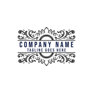 Vintage Luxury Ornament Vignette Border Logo Design Vector