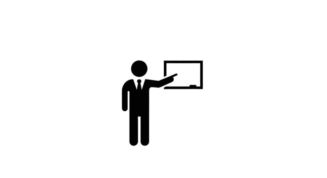 Businessman presenting on a board.