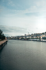 Obraz premium view of the city from the river trouville