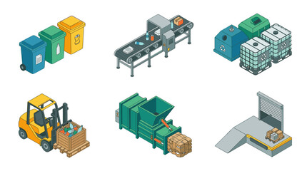 Fototapeta premium Recycling and Waste Management Process Isometric Illustration