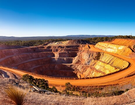 gold mining operation in isolated australia featuring open pit and spoil deposits highlighting resource extraction
