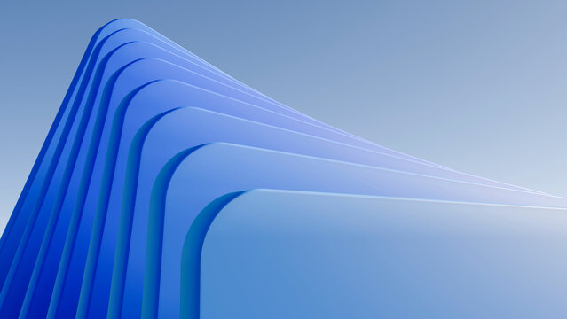 Abstract 3D blue curved geometric background, perfect for presentation, technology banner, cover design, and modern wallpaper