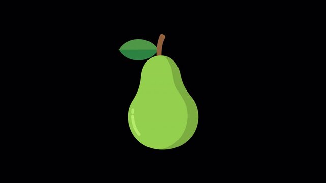 Seamless looping animated pear fruit graphic icon on alpha channel