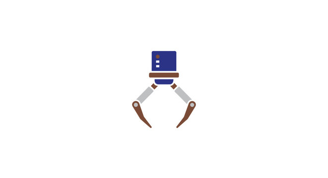 Robot with blue box on top.