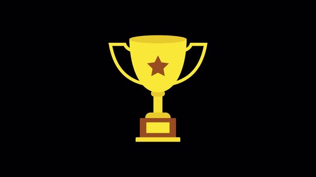 Golden Trophy Cup Icon Pop Up Animation on Alpha Channel