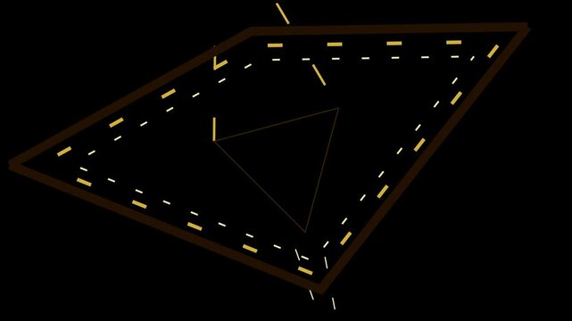 Minimalist Golden Vault Triangular Pyramid Black Hole Singularity Outline Animation