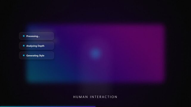 Vibrant gradient flows across a sleek digital panel. Bold text highlights key phrases against the glowing backdrop. Modern aesthetic evokes innovation and transformation. Perfect for futuristic tech