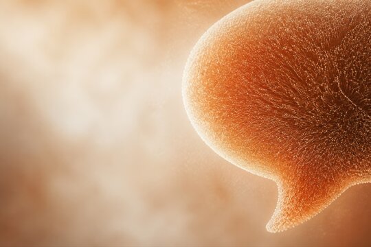 Orange mushroom macro with soft glowing bokeh background