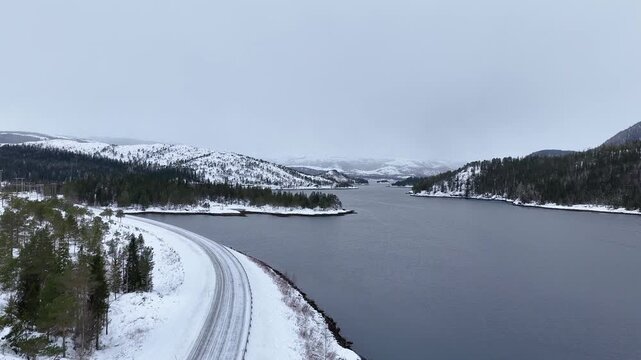 Norway S&oslash;rfjorden Velfjord Finnvikvatnet Hommelst&oslash; Storhaugen Nature Reserve 4K Aerial Drone