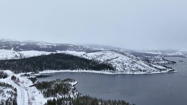 Norway S&oslash;rfjorden Velfjord Finnvikvatnet Hommelst&oslash; Storhaugen Nature Reserve 4K Aerial Drone
