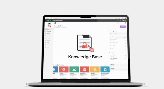 Laptop with knowledge base webpage open.