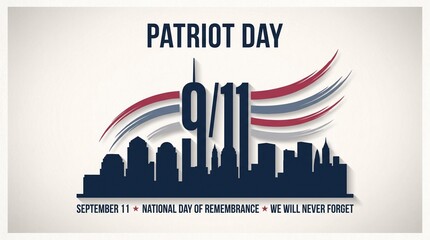 Obraz premium Patriot day 911 national day of remembrance background with twin towers silhouette and red and blue brush