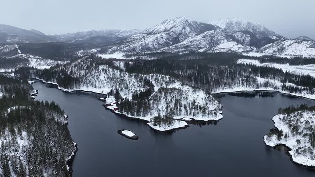 Norway S&oslash;rfjorden Velfjord Finnvikvatnet Hommelst&oslash; Storhaugen Nature Reserve 4K Aerial Drone
