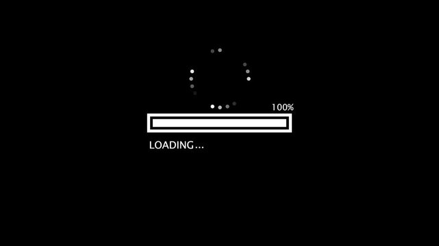 White loading bar, pixel art 4k animation video