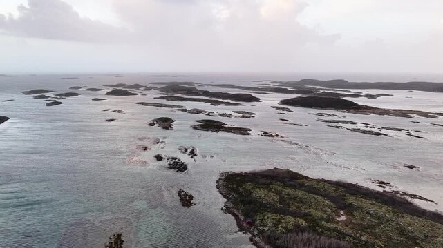 Norway Nordland Br&oslash;nn&oslash;y Br&oslash;nn&oslash;ysund Torgfjorden Vestav&aring;gen Torget Island Torghatten Granite Dome 4K Aerial Drone Footage