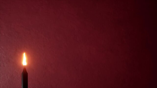Atmospheric burning candle animation with dark red textured background for copy space