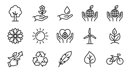 Eco Icons Collection: Nature, Sustainability, Environment, Green Energy Symbols © Ajeng