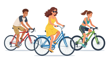 Naklejka premium People riding bicycles for fitness and leisure.