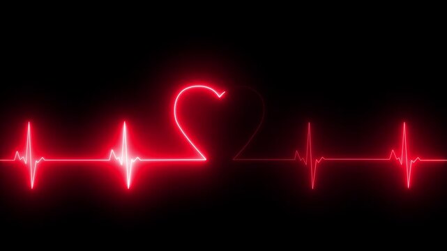 read glowing heartbeat line forming heart symbol ECG EKG medical monitor animation loop