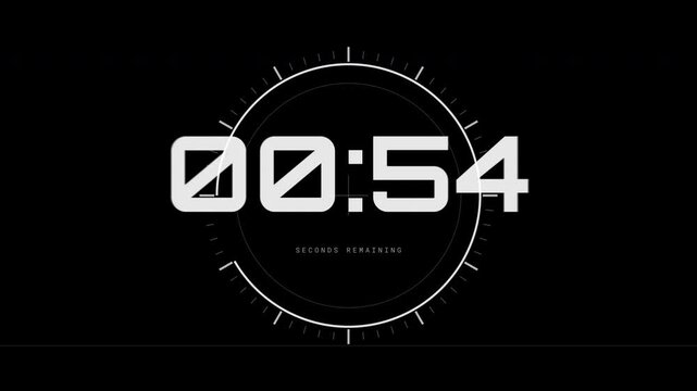 Futuristic Monochrome Digital Countdown Timer With Circular Interface