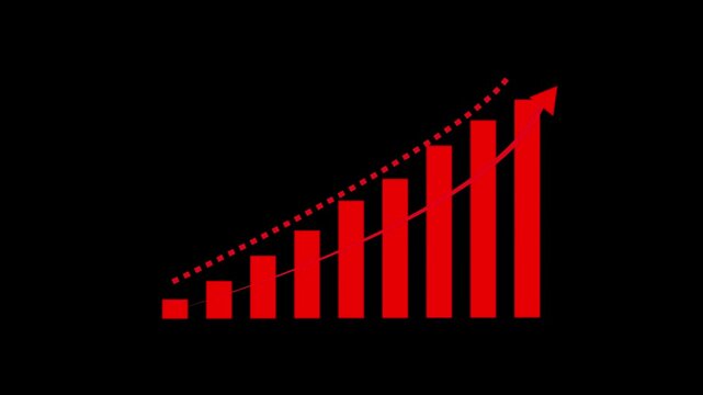 red arrow business graph icon animation.Business Financial Growing Business Income And Background.