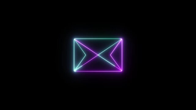Glowing email security interface showing animation on black background. Spam filtering and safe messages.