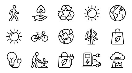Eco-friendly Icons: Sustainability, Nature, Renewable Energy & Green Living Symbols © bahlil