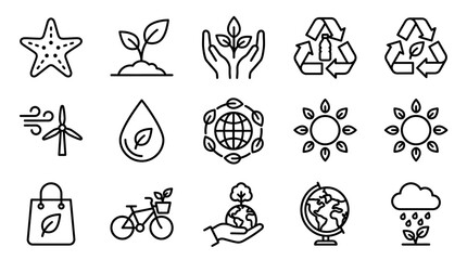 Eco Friendly Icons Set: Nature, Recycling, Renewable Energy, Sustainability © bahlil