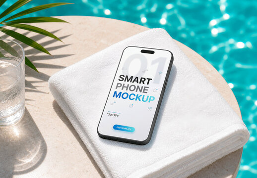 Smartphone Poolside Towel Mockup