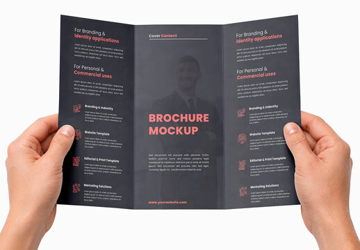Trifold Brochure Two Hands Mockup