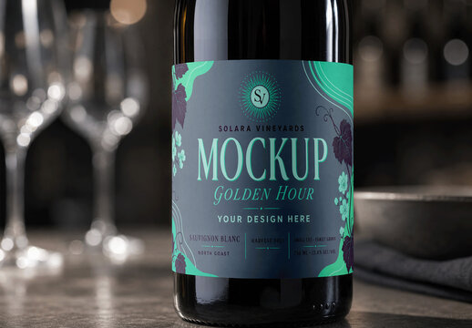 Wine Bottle Bar Label Mockup
