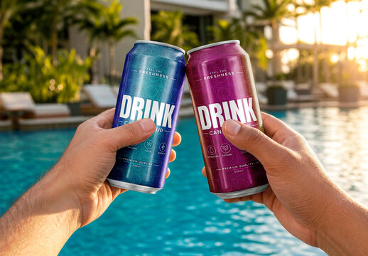 Aluminum Cans Resort Pool Mockup