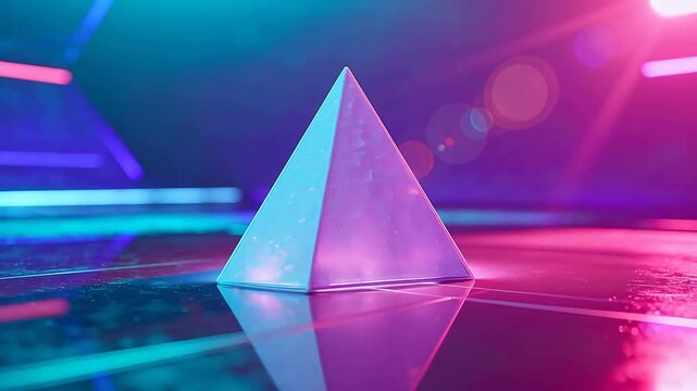 Geometric pyramid in neon light