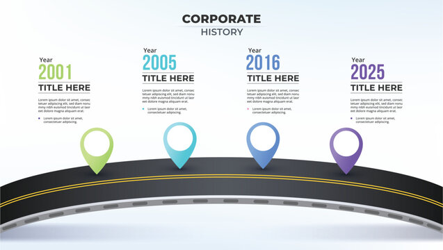 4 Steps modern milstone timeline diagram, Success concept presentation. vector illustration