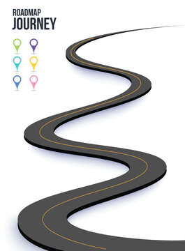 Winding Road infographic with timeline concept. Road way location infographic template with pin pointer. Vector EPS 10