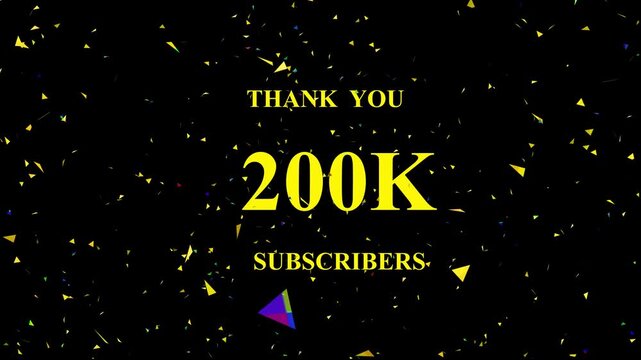 Celebratory confetti explosion frame showcasing milestone reach of two hundred thousand subscribers
